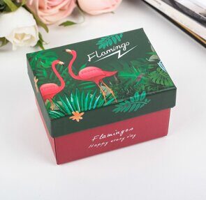 Коробка подарочная 10*7,5*6,5см Фламинго